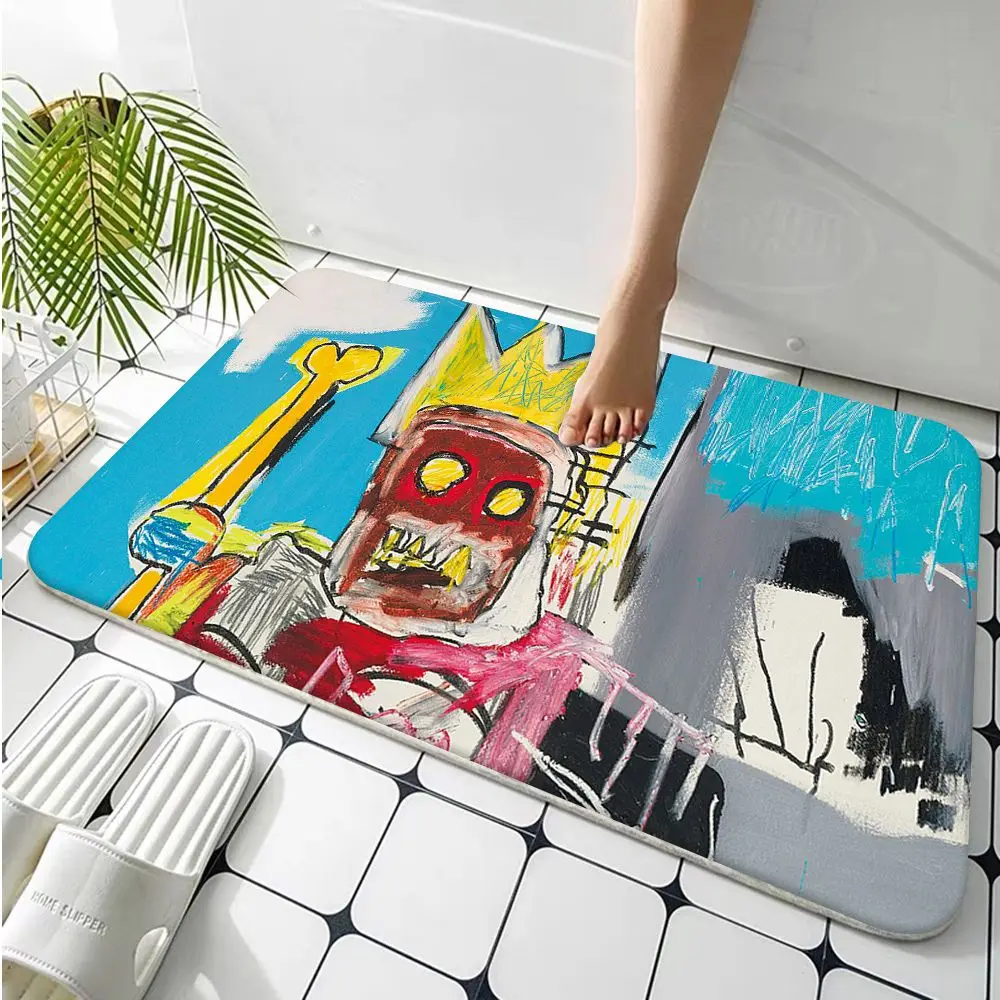 Фланелевый напольный коврик Jean Мишель Basquiat с художественным граффити