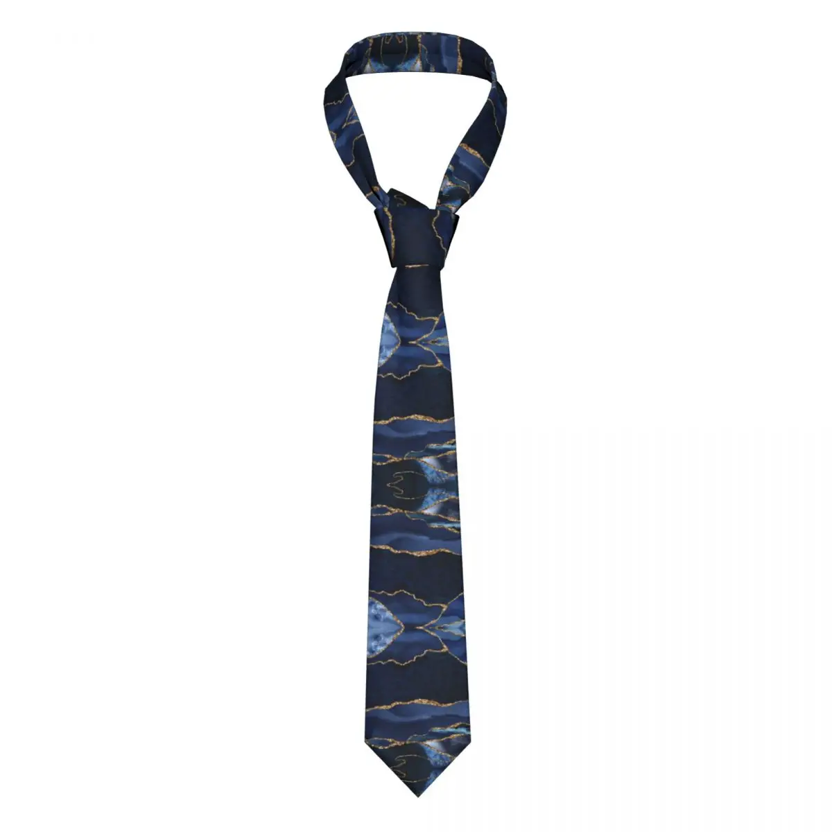 

Navy Blue Watercolor Marble Unisex Necktie Fashion Polyester 8 cm Narrow Modern Neck Tie Men Shirt Accessories Gravatas Office