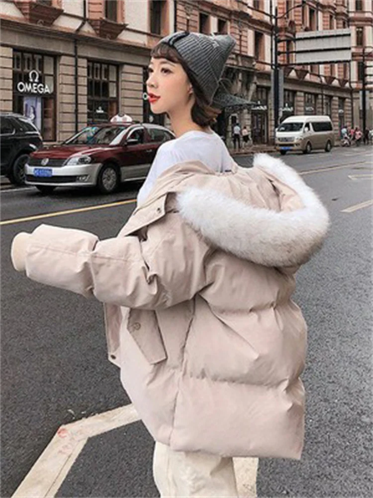 2022 Winter New Thickened Zipper Padded Jacket Women Korean Version Down Cotton Jacket Female Casual Hooded Bread Clothing