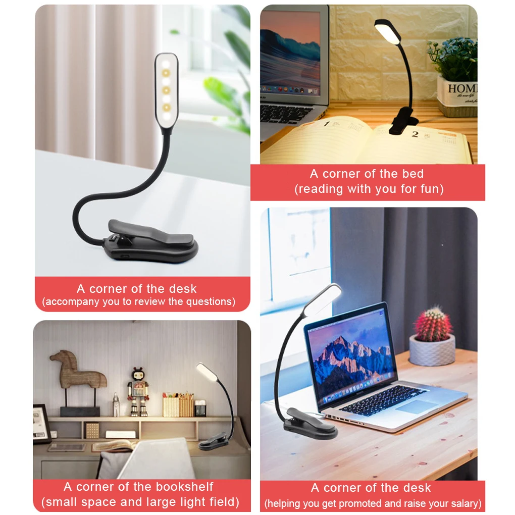 

Book Light Clip-On Protection 7 LED Reading Lamp Night Lights Dormitory