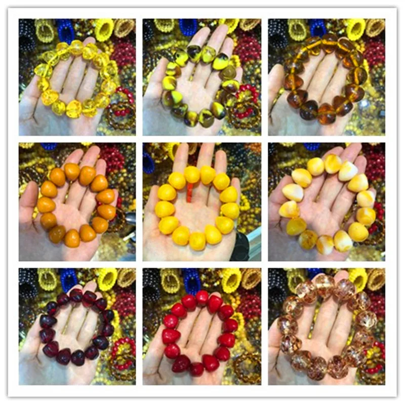 

Fashion Explosion Natural Amber Beeswax Old Stone Abacus Beaded Bracelet Hand Jewelry Accessory Gift Men Yellow Bangle 01
