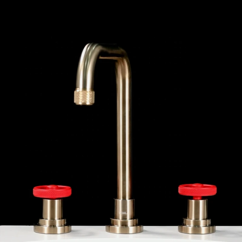 

Dual Diamond Carved Hand Wheel 8" Widespread 2 Way Water Mixer Basin Faucet