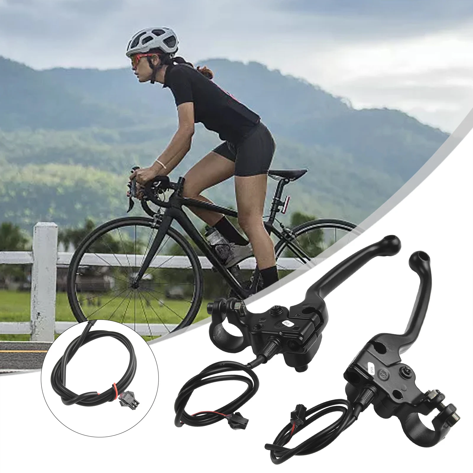 

1 Pair Electric E-Bike Mechanical Brake Lever Short Lever With Parking Button Electric Scooter Parts Accessories High Quality