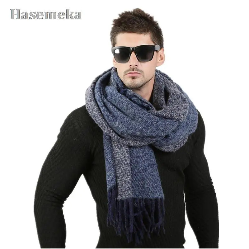 

Высококачественный теплый длинный шерстяной шарф парные вязаные кашемировые толстые шарфы Зимние Новые 70 см * 200 см Мужская модная дизайнерская шаль