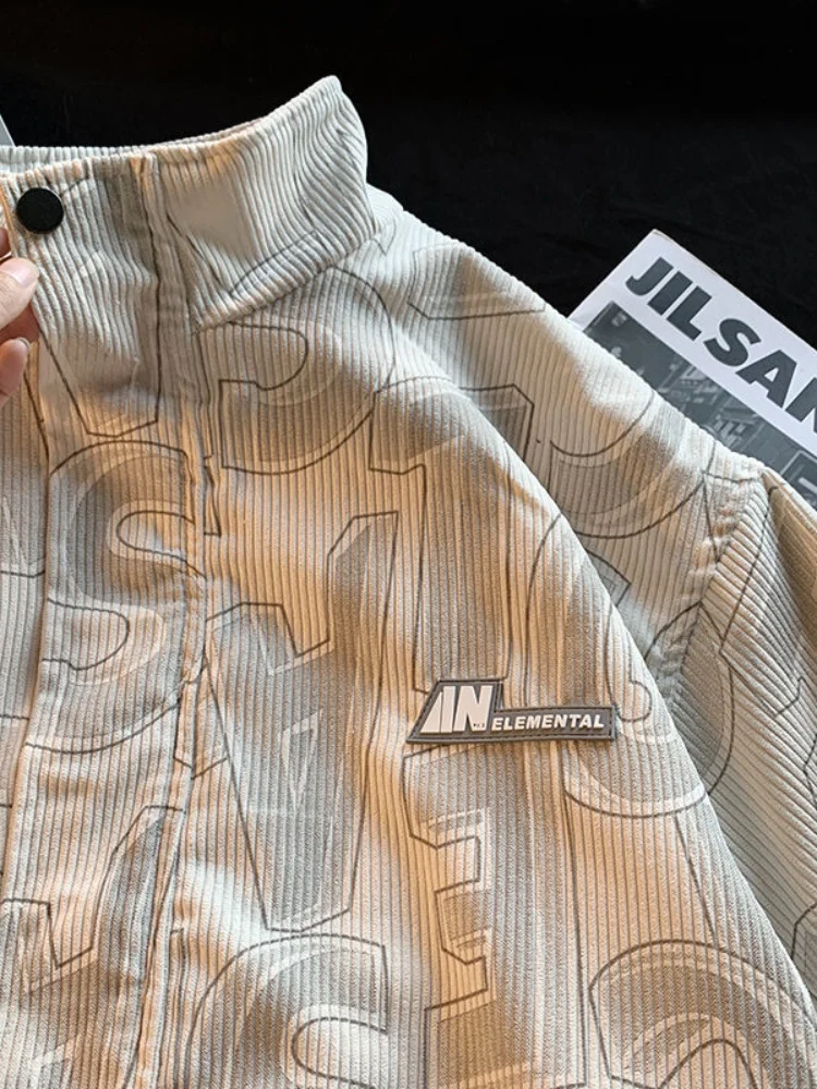 Вельветовая мужская куртка на молнии в корейском городском стиле дизайнерская