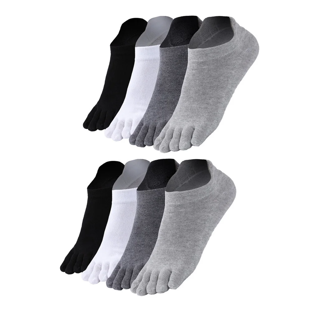 

4 Pairs Men's Short Toe Socks Sweat-absorbent Five-toed Low Cut Barrel Split Cotton Skin-friendly Man Breathable
