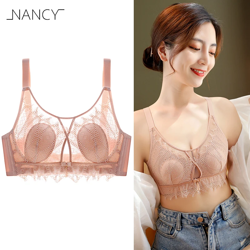 

Rabbit Ear Crystal Cup Ladies Sexy Lace Thin Section Comfortable Gathering Upper Receiving Side Breast Bra