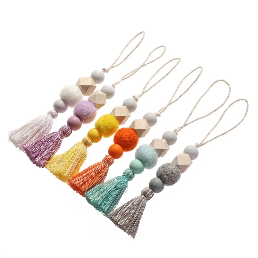 Fashion Home Closet Natural Wood Beads Door Handle Car Hanging Drop Wall Decorations Hanging Ornaments Hanging Pendant