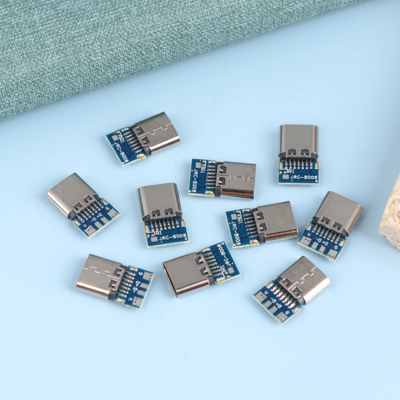 

10Pcs USB 3.1 Type-C Connector Male / Female Socket Receptacle Adapter to Solder Wire & Cable 24 Pins Support PCB Board