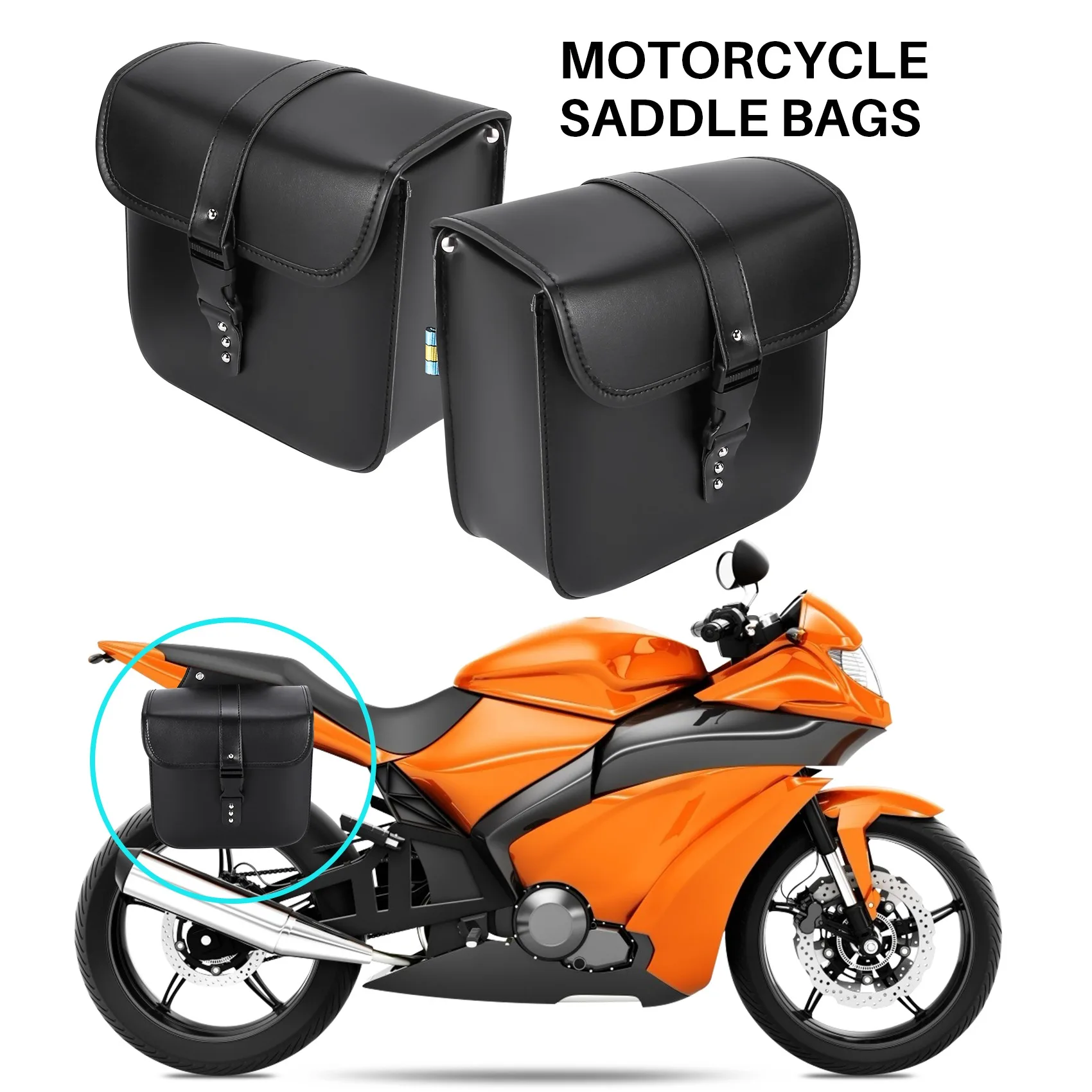 

Universal Motorcycle Saddlebags,Repair Tool Bag Storage Bag for Honda Shadow Suzuki Pu Side Tool Bag Luggage Black
