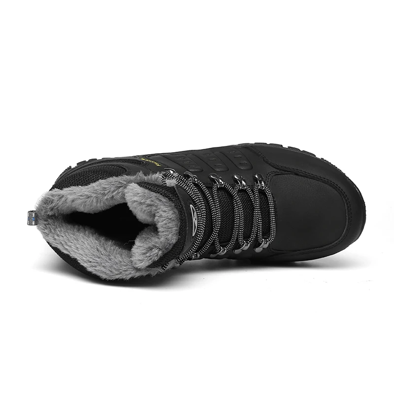 STRONGSHEN Men Outdoor Waterproof Hiking Boots Non-slip Warm Fur Walking Climbing Shoes Mountain Sport Boot Hunting Men Sneakers