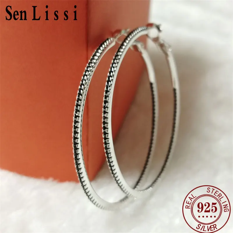 

Женские серьги-кольца SENLISSI из серебра 925 пробы с прозрачным черным Цирконом