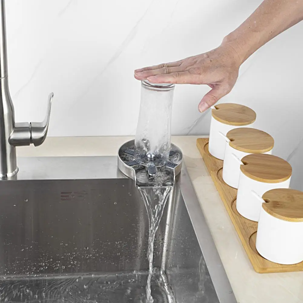 

1 Set Sink Glass Rinser 360 Degree Cleaning Rust-proof Stainless Steel Faucet Glass Rinser Bottle Washer Cup Cleaner Parts Kitch