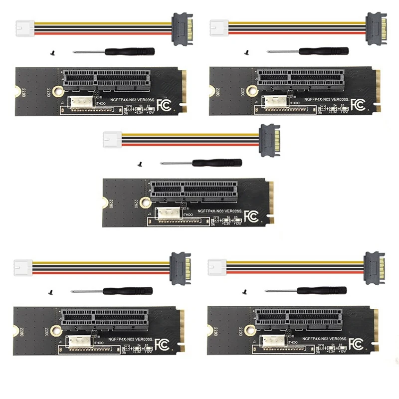 

Переходная карта NGFF M.2-PCI-E 4X, адаптер M2 Key M-Pcie X4 светодиодный ным индикатором напряжения для майнинга биткоинов ETH, 5 комплектов