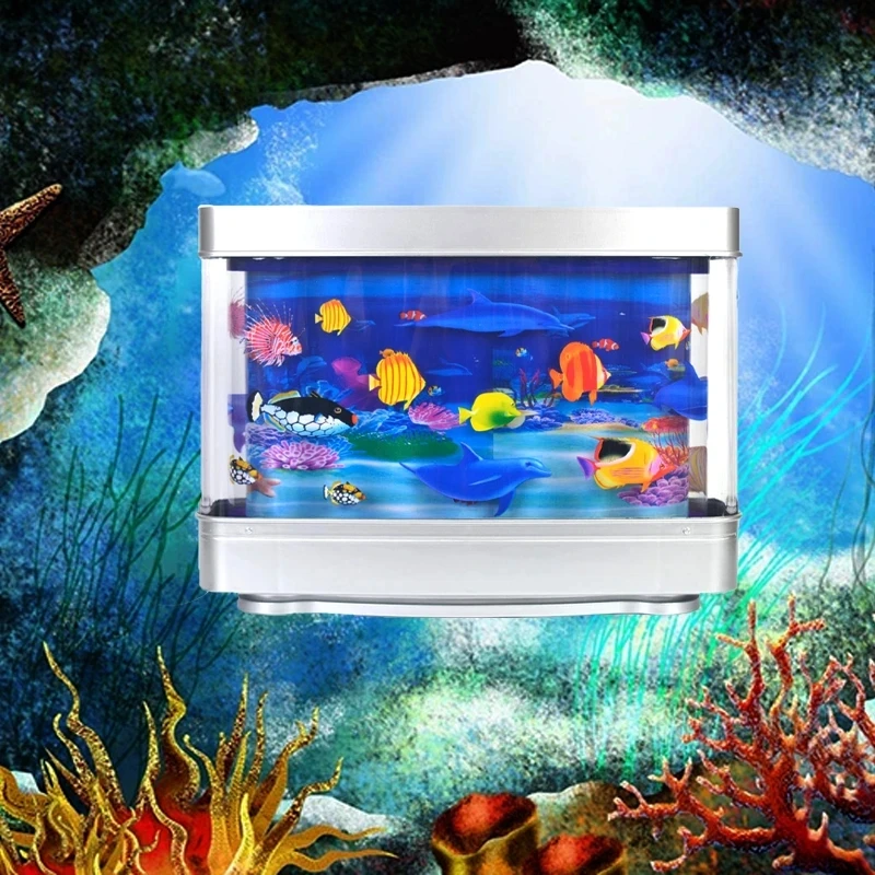 Artificial Tropical Fish Tank Lamps Aquarium Decorative Night Light Virtual Ocean Dynamic LED Table Lamp Cute Room Decor Gift