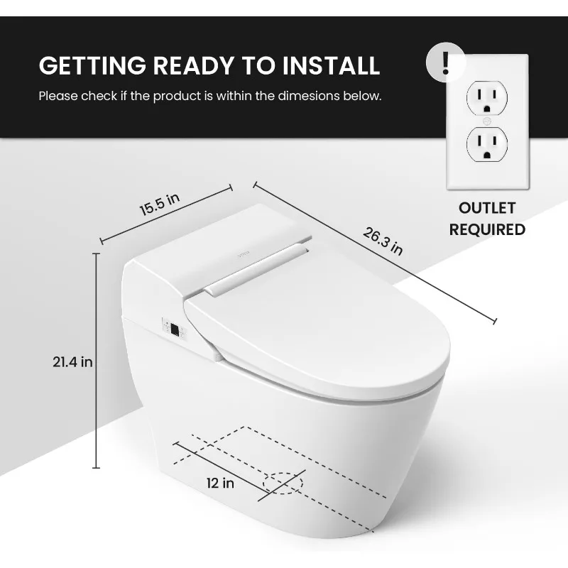 VOVO STYLEMENT TCB-8100W Умный биде-туалет для ванных комнат удлиненный цельный унитаз 1 12 GPF