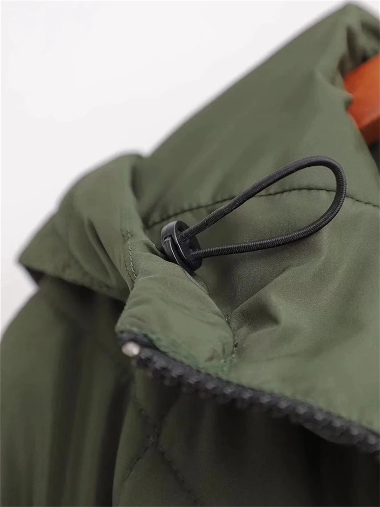 KEYANKETIAN women's mid-length hooded cotton coat autumn and winter new diamond quilted plaid loose solid color warm cotton coat