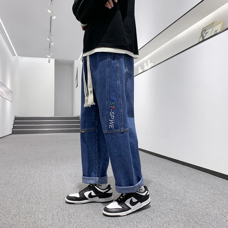 Jeans Men's Autumn and Winter Loose Denim Trousers All-match Korean Casual Fashion Pants Men's Big Denim Men's Clothing