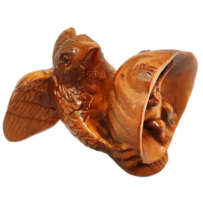 RS245 2 дюйма ручная резка японская фигурка самшит Орел и обезьяна скульптура