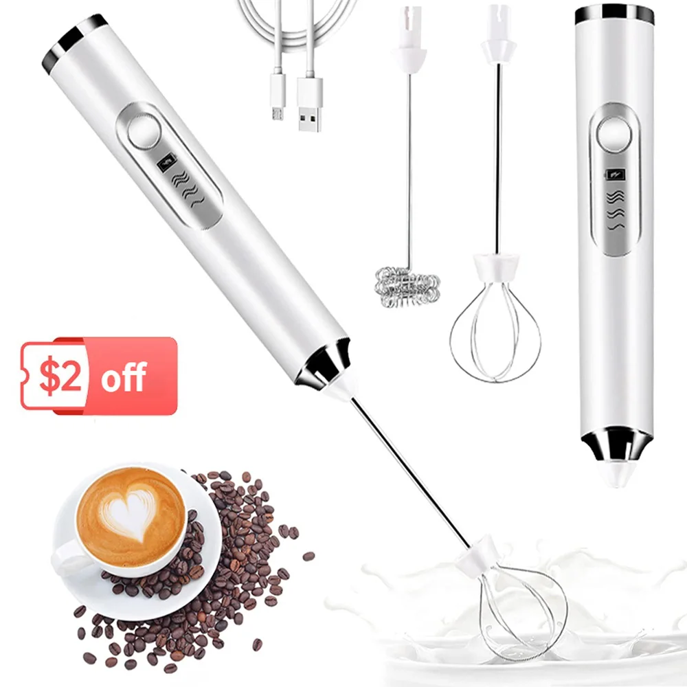 

Electric Milk Frother Portable USB Egg Beater Hand Held Coffee Whisk Foam Mixer Rechargeable Kitchen Household Milk Foamer