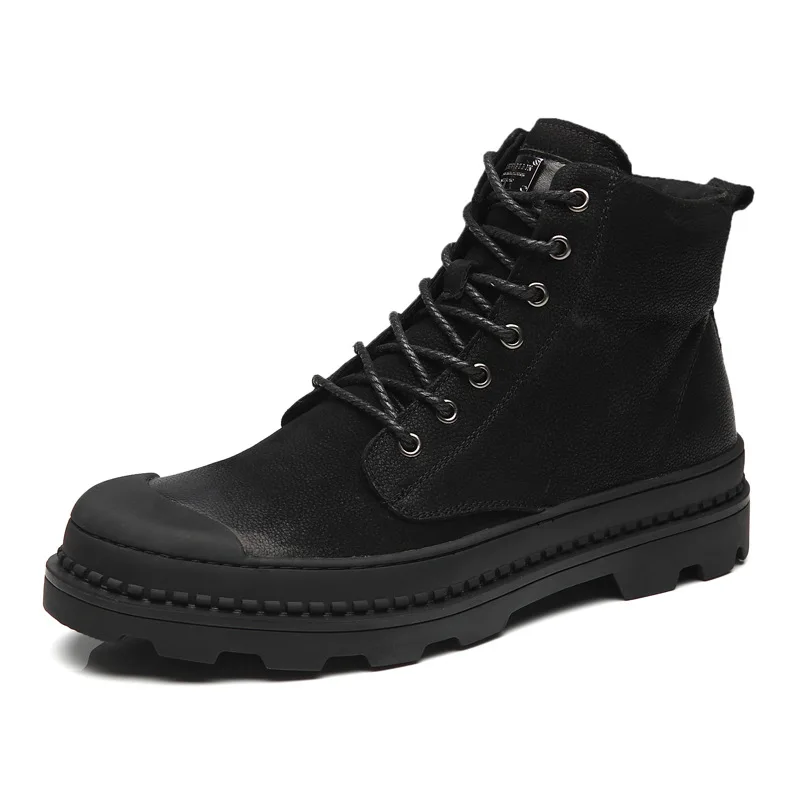 

British Trend Martin Boots Men's Autumn and Winter Leather Men's Snow Boots High-top Leisurel Workwear Shoes Fashion Casual Male