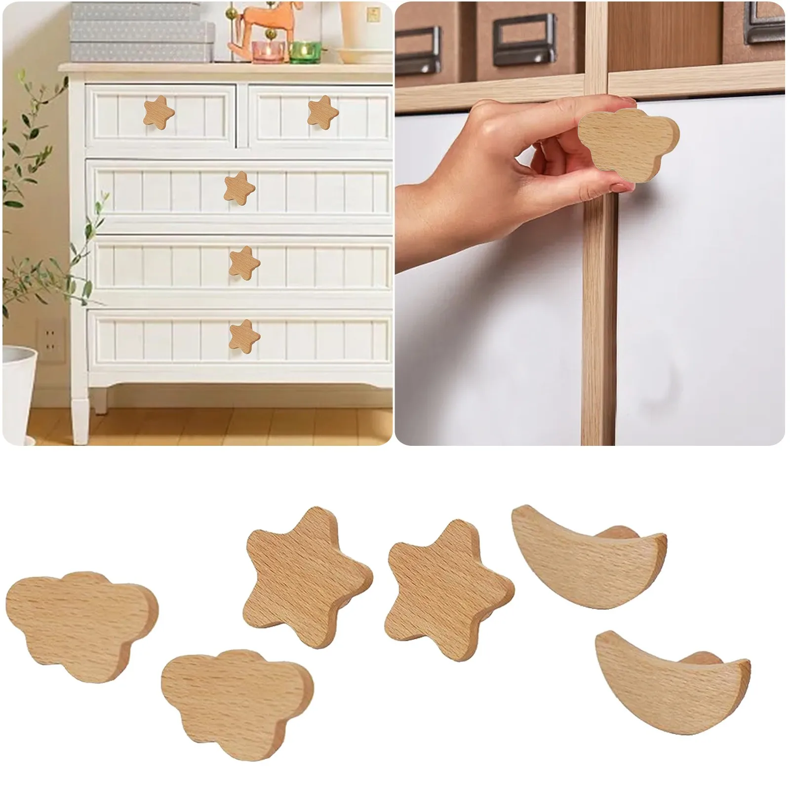 

Children's Door Handles Drawer Handles Children's Bedroom Wardrobe Closets With Star And Moon Clouds