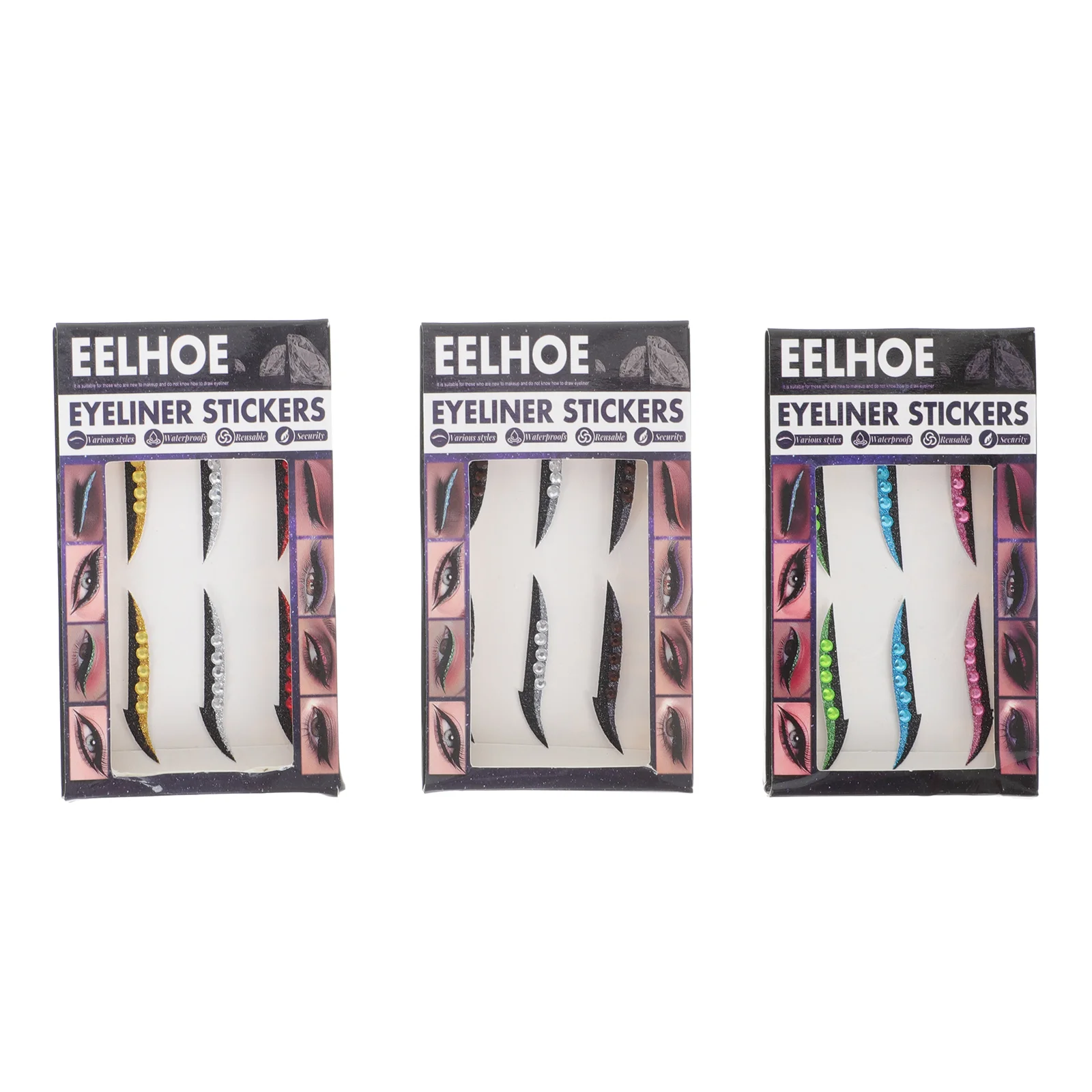 

Eyeliner Stickers Eye Line Strips Strip Makeup Crystal Eyelid Sticker Rhinestone Decals Tapes Template Decal Shadow Glitter Lady