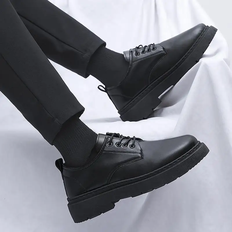 

Black Leather Shoes Men's Autumn Business Formal Wear Casual Boys Soft Bottom British Style Leather Shoes Men's Suit Fashion
