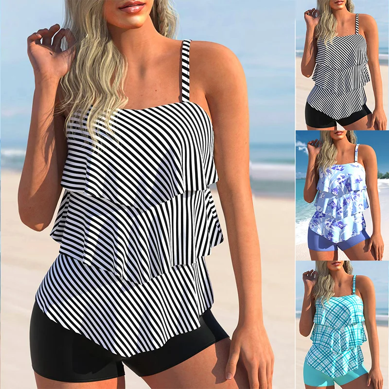 

Bikini Set Ladies Casual Beach Patterned Vacation Swimsuit Summer Camisole S-6XL
