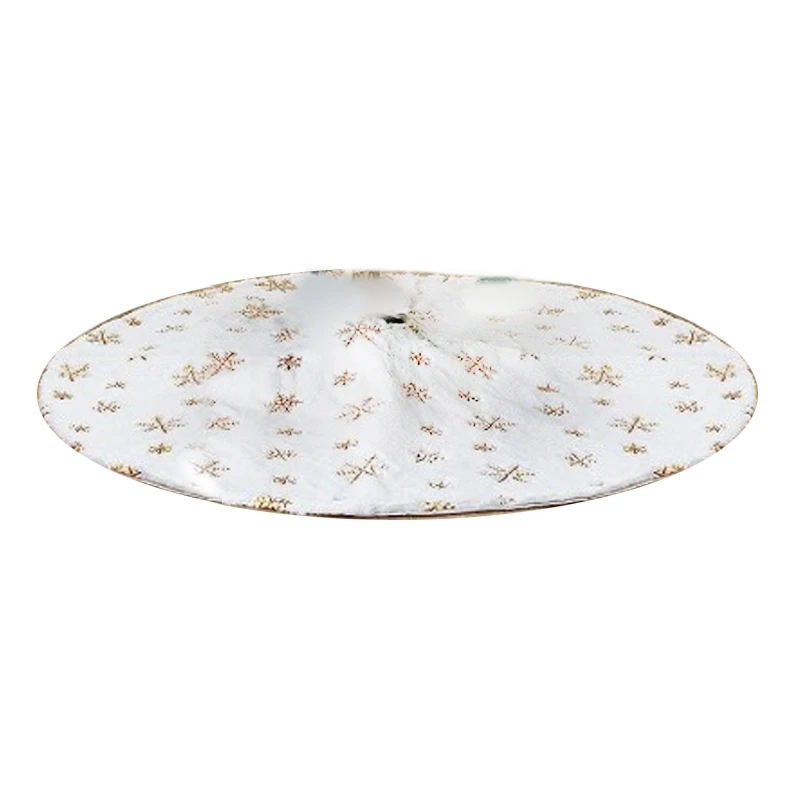 

90Cm Christmas Tree Skirt Faux Fur Carpet Snowflake White Plush Mat For Home Xmas Tree New Year Decor Apron Ornament