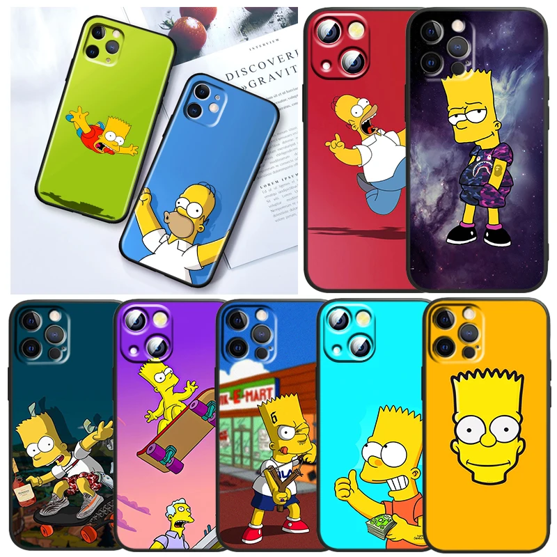 

Anime Cute The Simpson For Apple iPhone 13 12 Mini 11 XS Pro Max X XR 8 7 6 Plus SE 2020 5 Capa Black Soft TPU Phone Case