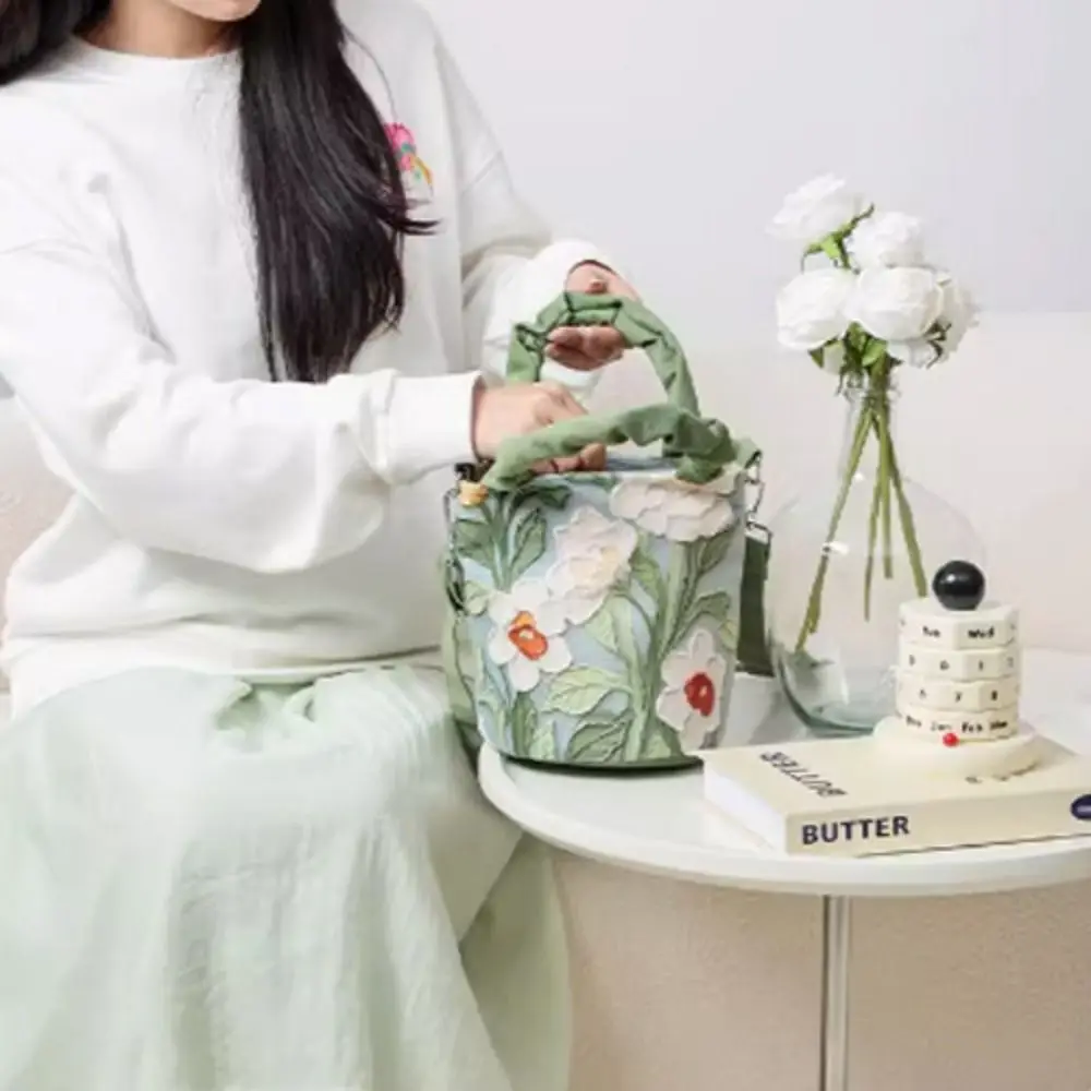 Сумка-ведро с цветочным принтом вместительная сумочка на плечо рисунком бабочки