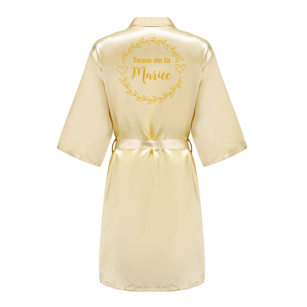 Team de la mariee Women Wedding Satin Dressing Gown Personalized Custom Name Bathobe Bridal Party Robes Bridesmaid Robes gift