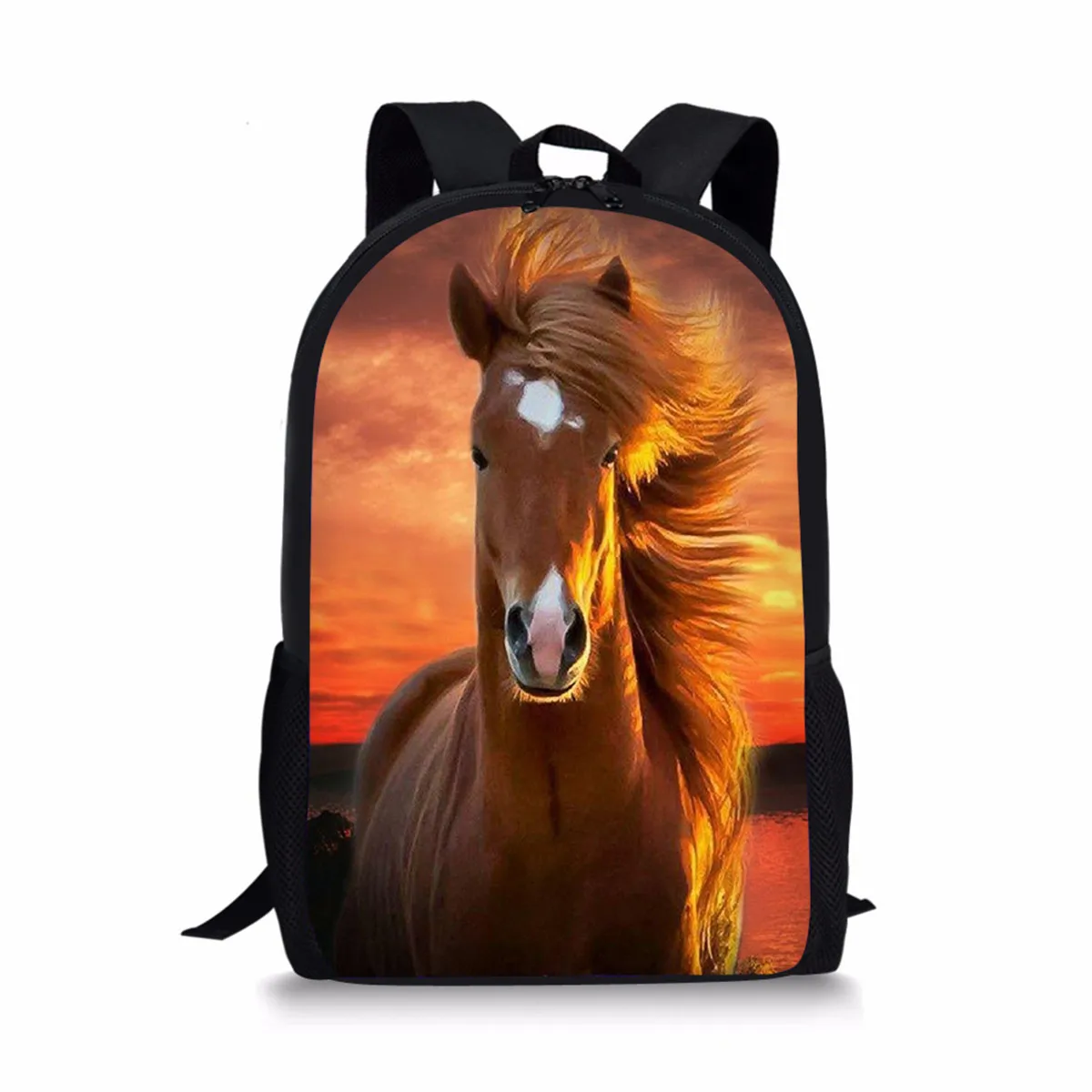 Horse Element Printing Pattern School Backpacks Personalized Kids Daypack New Design Rucksack for Teenager