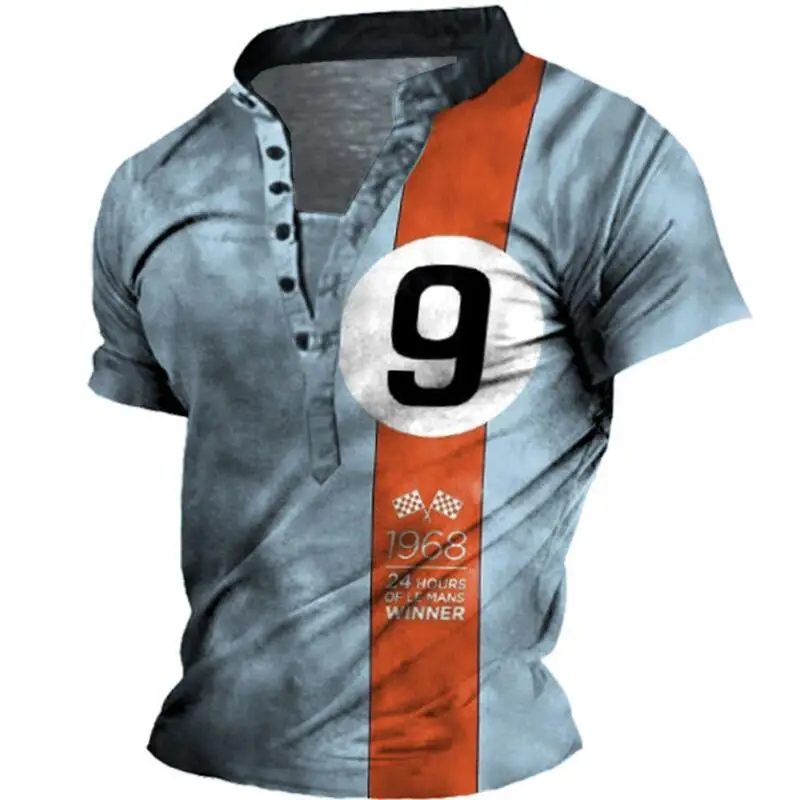 Summer Men's Casual Muscle Six Grain Guckle Short Sleeves Crewneck Anchor Graphic 3D Printed Cool Tops Fashion Retro Streetwear