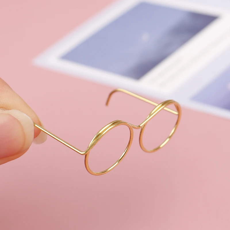 

10pcs New Fashion Gold Round Glasses Frame Lensless For Doll Decor Accessories dolls accessories miniaturas doll house