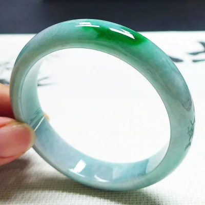 

zheru Jewelry Natural Myanmar Jade 54mm-62mm light green flower bracelet Princess jewelry bracelet Gift for girlfriend for Mom