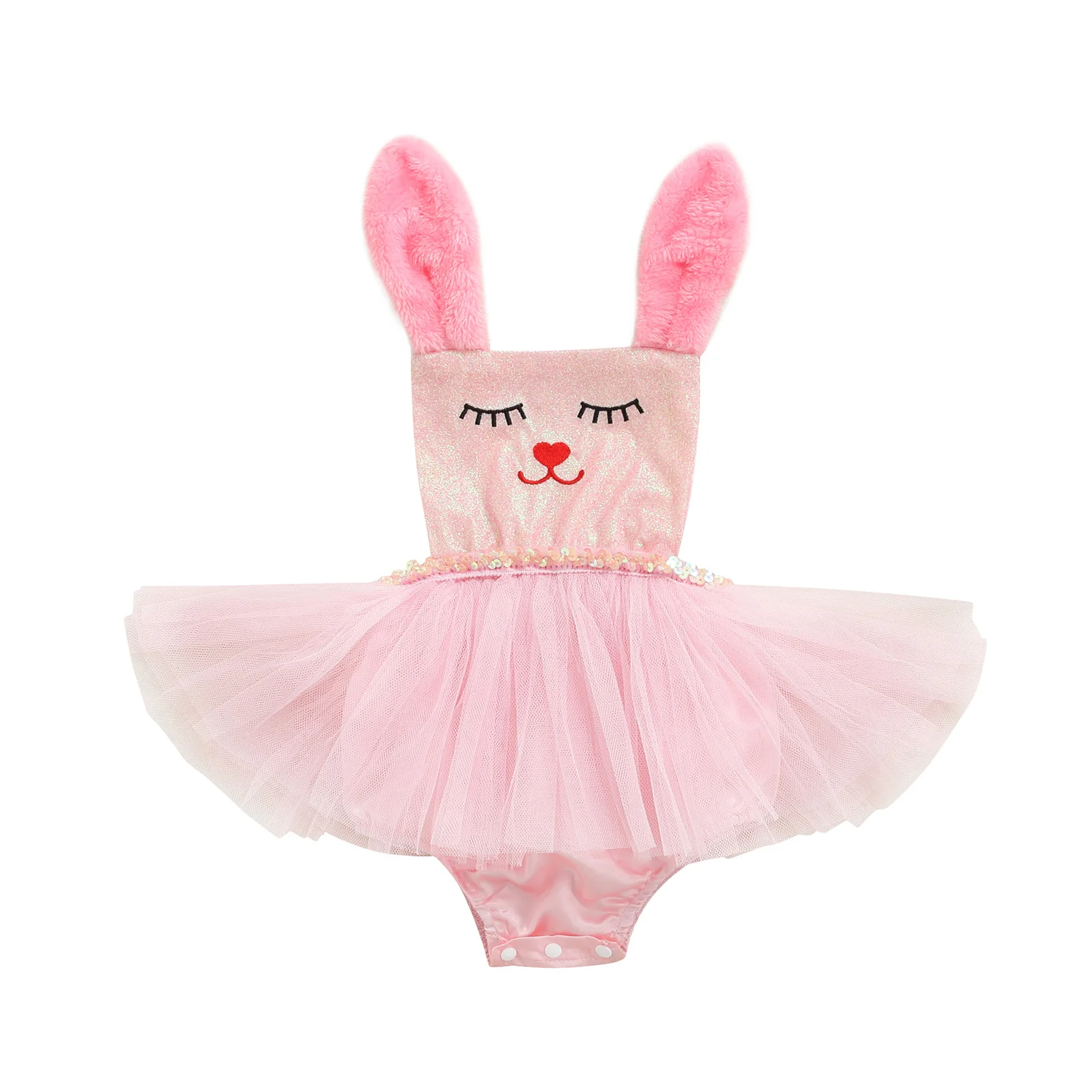 

Easter Baby Girls Clothing Sleeveless Sequins Rabbit Tulle Dress Bodysuit Backless Casual Daily Summer Cotton Lovely Jumpsuit