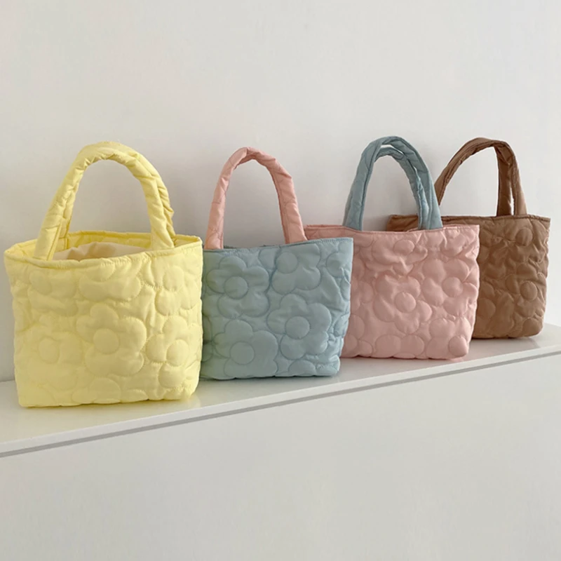 2022 Shopping Bags Durable Travel Storage Sweet Embroidered Flowers Reusable Women Portable Lunch Bag Handbags Organizer Pouch |