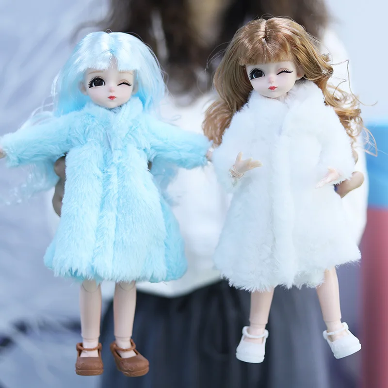 Мягкое меховое пальто с длинным рукавом для кукольной одежды верхняя одежда 28/30