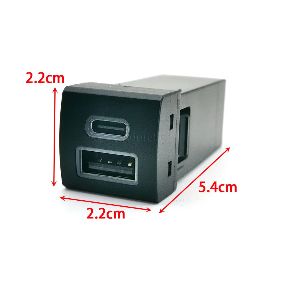Фото Автомобильное зарядное устройство с двумя портами USB QC3.0 Type-C PD для Toyota Land Cruiser Prado 150 Rav4 Camry Corolla 18-22 №2