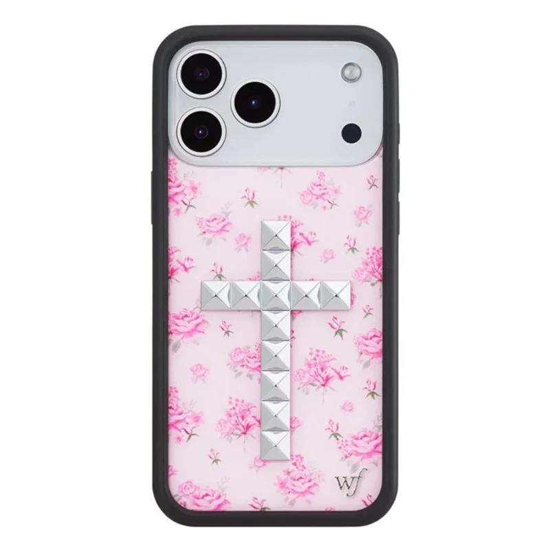 Чехол для телефона Wildflower Camouflage Meow Rivets для iPhone 16 15 14 11 13 12 17 Pro Max Plus с декором в виде кошачьих шипов и котят Myosotis (art.: 3920dbf13a520) - 3920dbf13a520