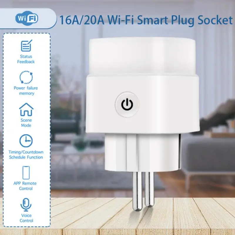 

EU Smart Plug Tuya WIFI 16A/20A APP Voice Control Timer Socket With Metering Works With Alexa Google Home Assistant Wholesale
