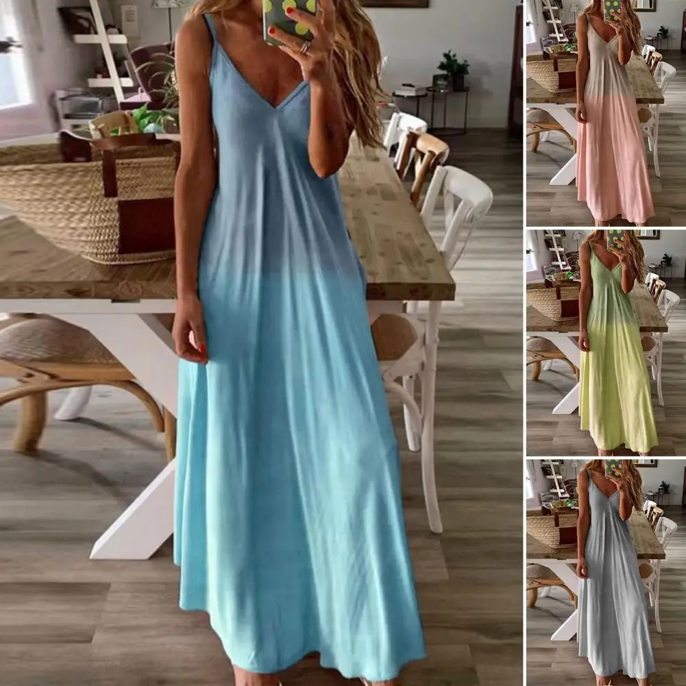 

Summer 2023 Women's V-neck Sexy A Version Long Dress Loose Large Strap Dress