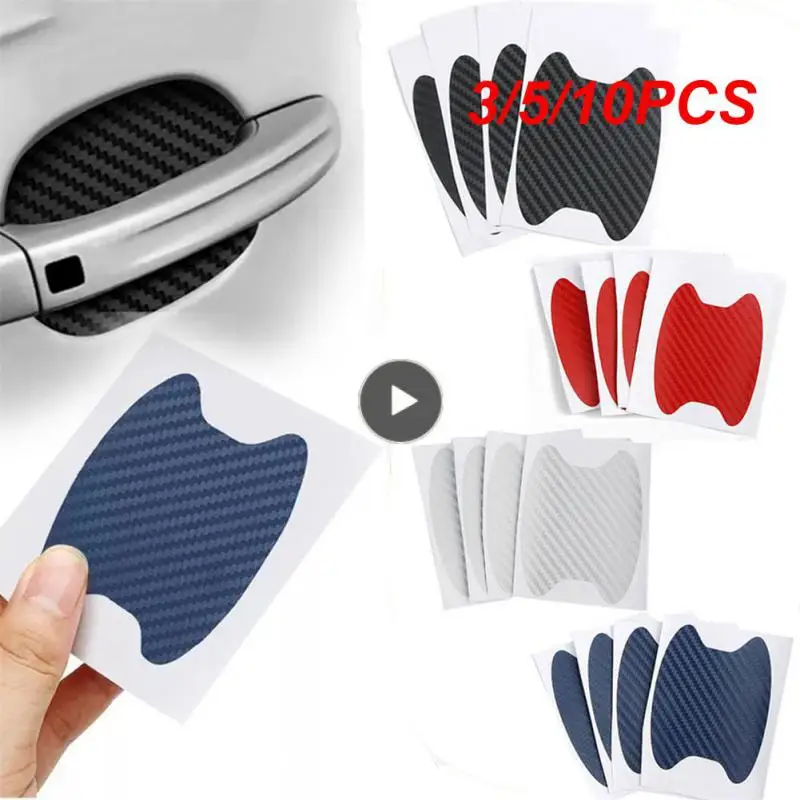 

3/5/10PCS Carbon Fiber Texture Car Door Handle Cup Scratch Protective Stickers Waterproof Multifunctional Auto Door Bowl Sticker