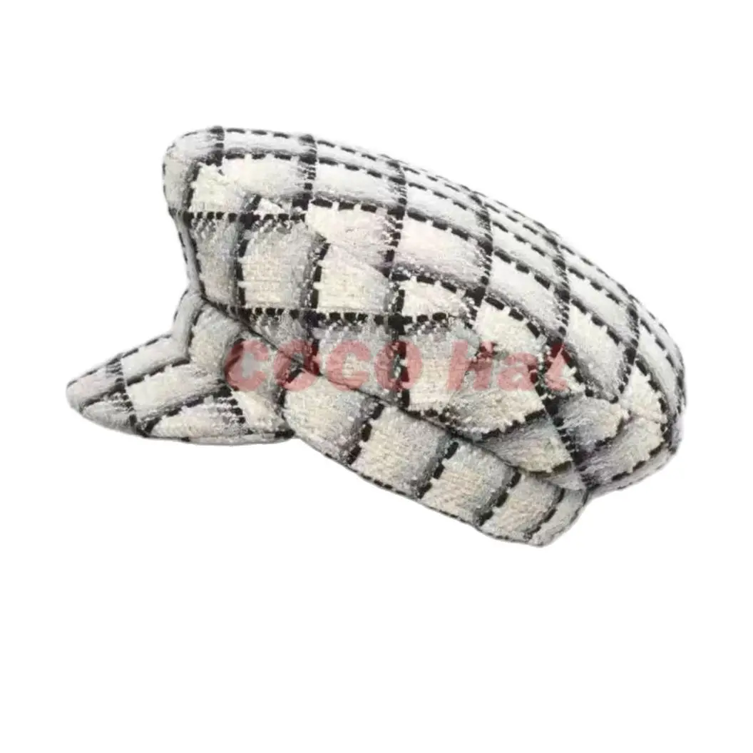 

Women 23SS Plaid Design 293021 Berets Hat Fashion Luxury Casual Outdoor Decorate Four Seasons Knit Hats Lady Elegant Tweed Cap