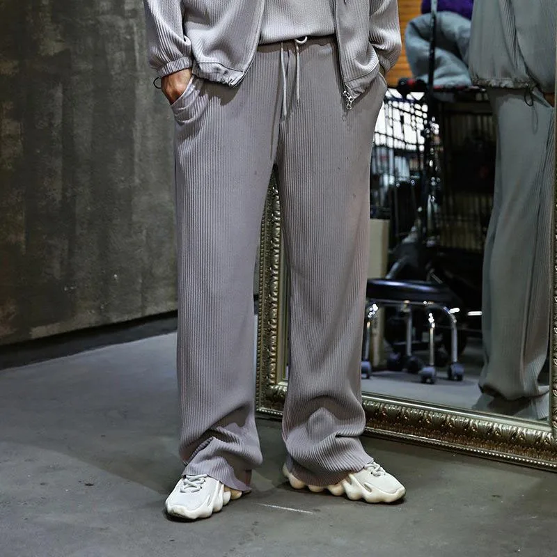 

Брюки мужские прямые в рубчик, уличная одежда, модные повседневные однотонные штаны оверсайз с завязками, дизайнерские штаны для отдыха, Y2K