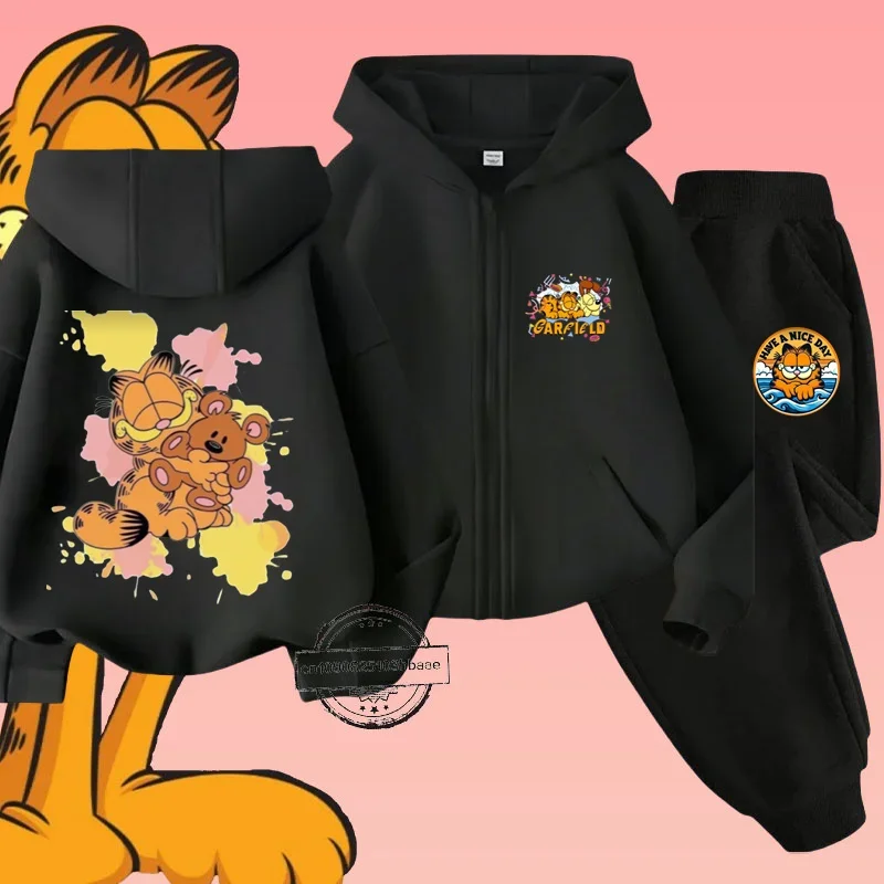 Детский Осенне-зимний Комплект Garfiel Повседневный Стиль Толстовка С Мультяшным