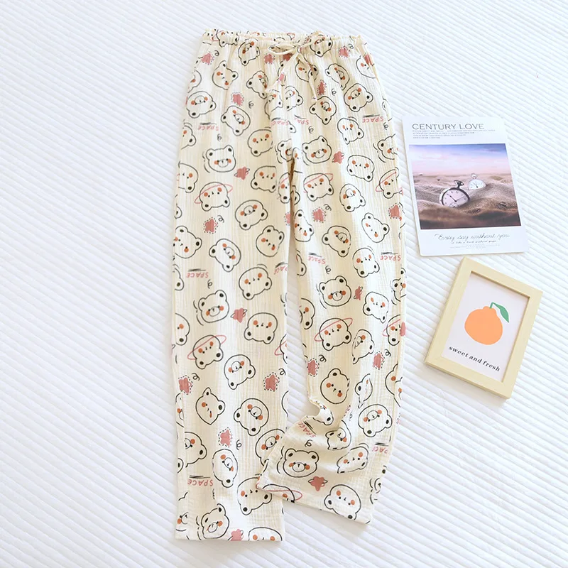Fdfklak Cartoon Print Sleep Bottoms Women Lounge Wear Home Pant Pure Cotton Pajamas Pants Female Spring Summer Trousers
