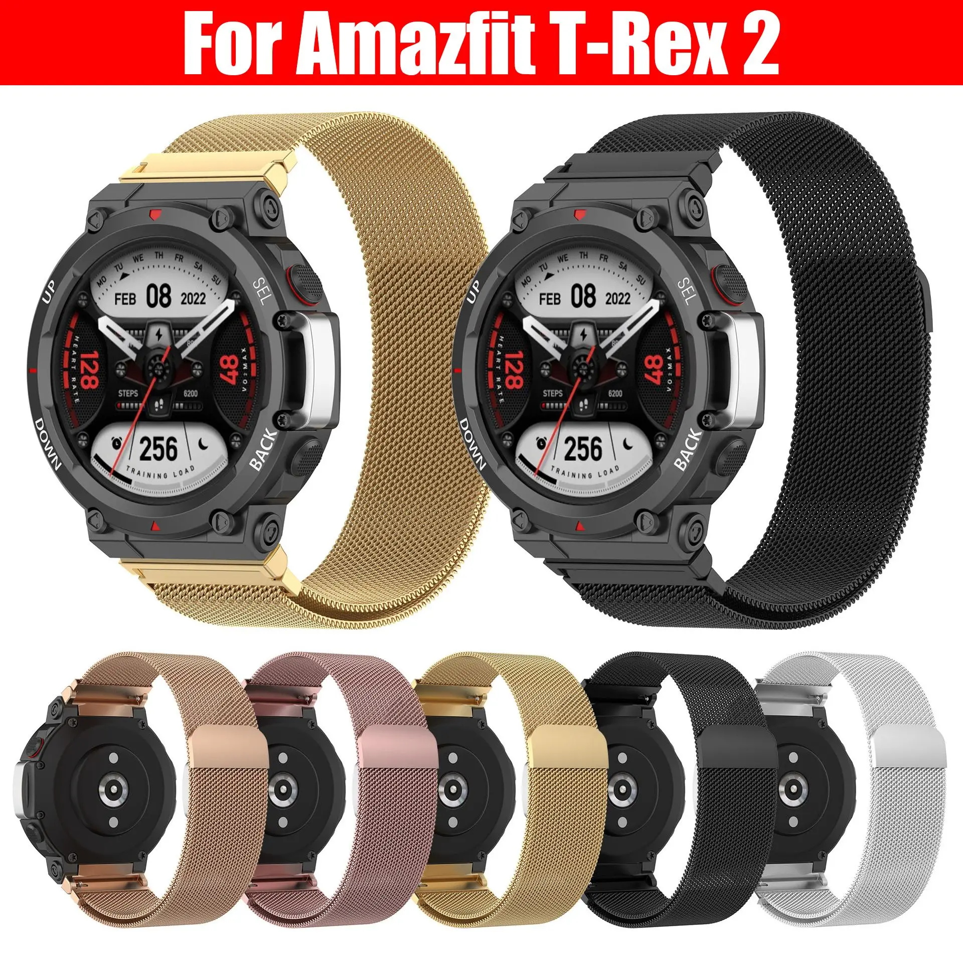 

Stainless Steel Band for Amazfit T-Rex 2 Smart Watch Replacement Bracelet Strap Belt Metal Watchband Wrist Strap Accessories